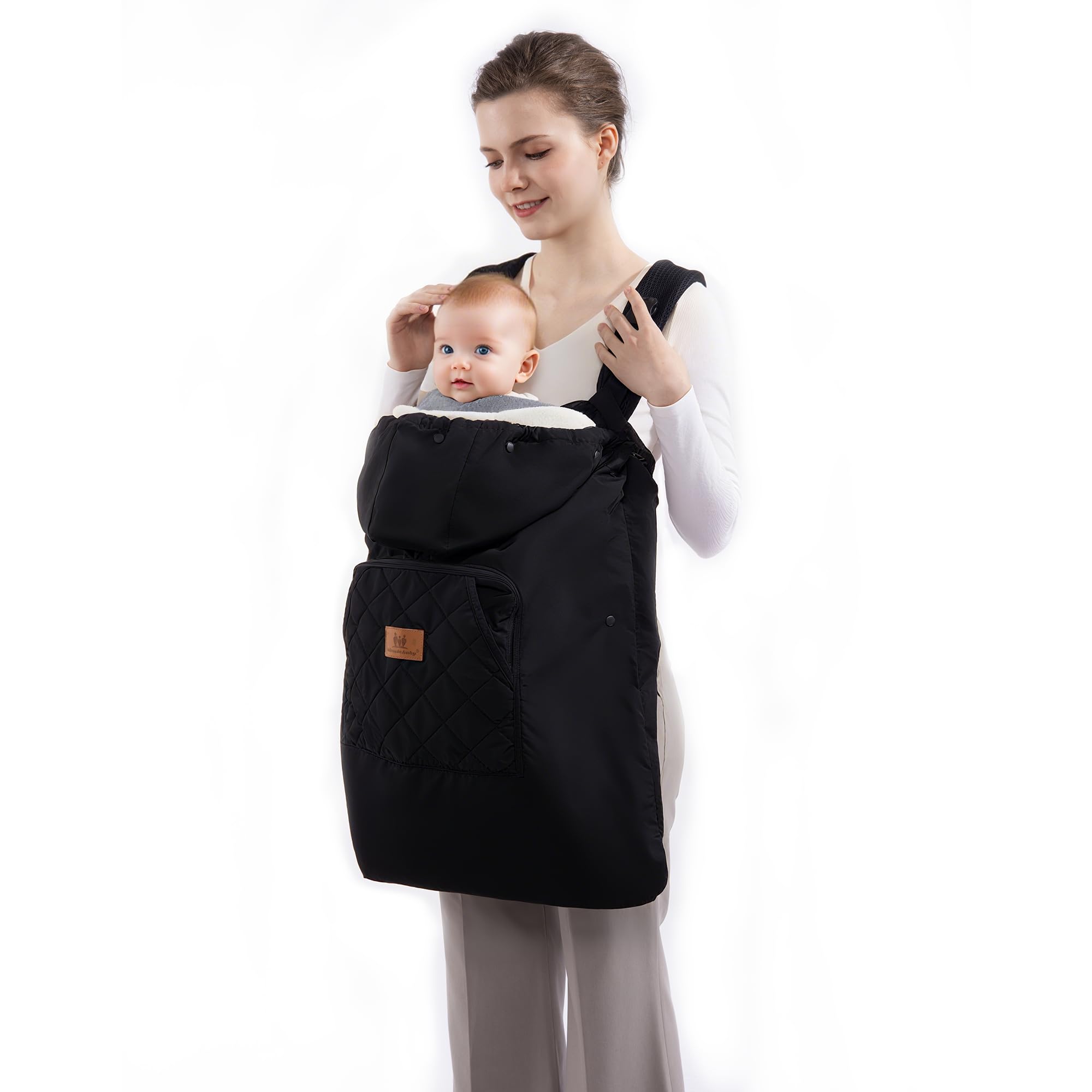 Winterbezug für Babytrage, Warm Universal Babytragebezug Wasserdicht Tragecover für Babytragen (Schwarz)