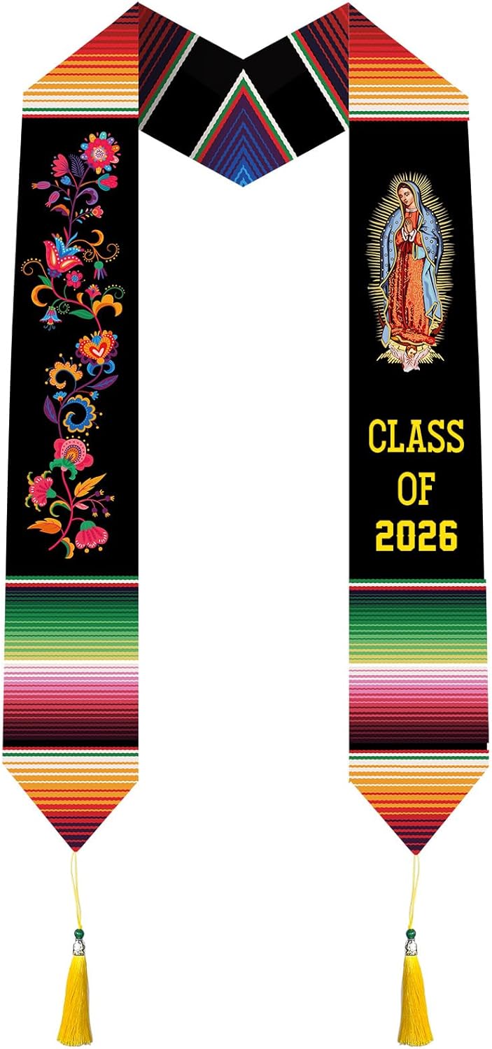 Mexican Graduation Stole Class of 2026 - Classic Mexico Style Honor Stoles for Unisex Adult College Students