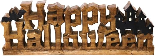 Escultura de Feliz Halloween en madera para otoño, otoño, Acción de Gracias, decoración del hogar, consola de café, estante de mesa, dormitorio,