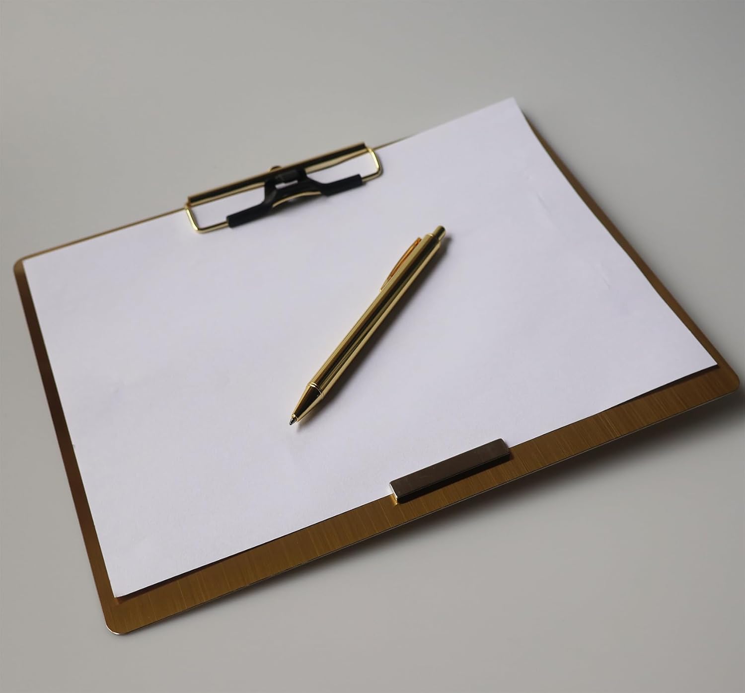 Stainless Steel Magnetic Clipboard with Pen - Multiple Sizes, Magnetic Design, Essential for Office and Home (Gold 9.2 x 12.5 Inches (Landscape Orientation))