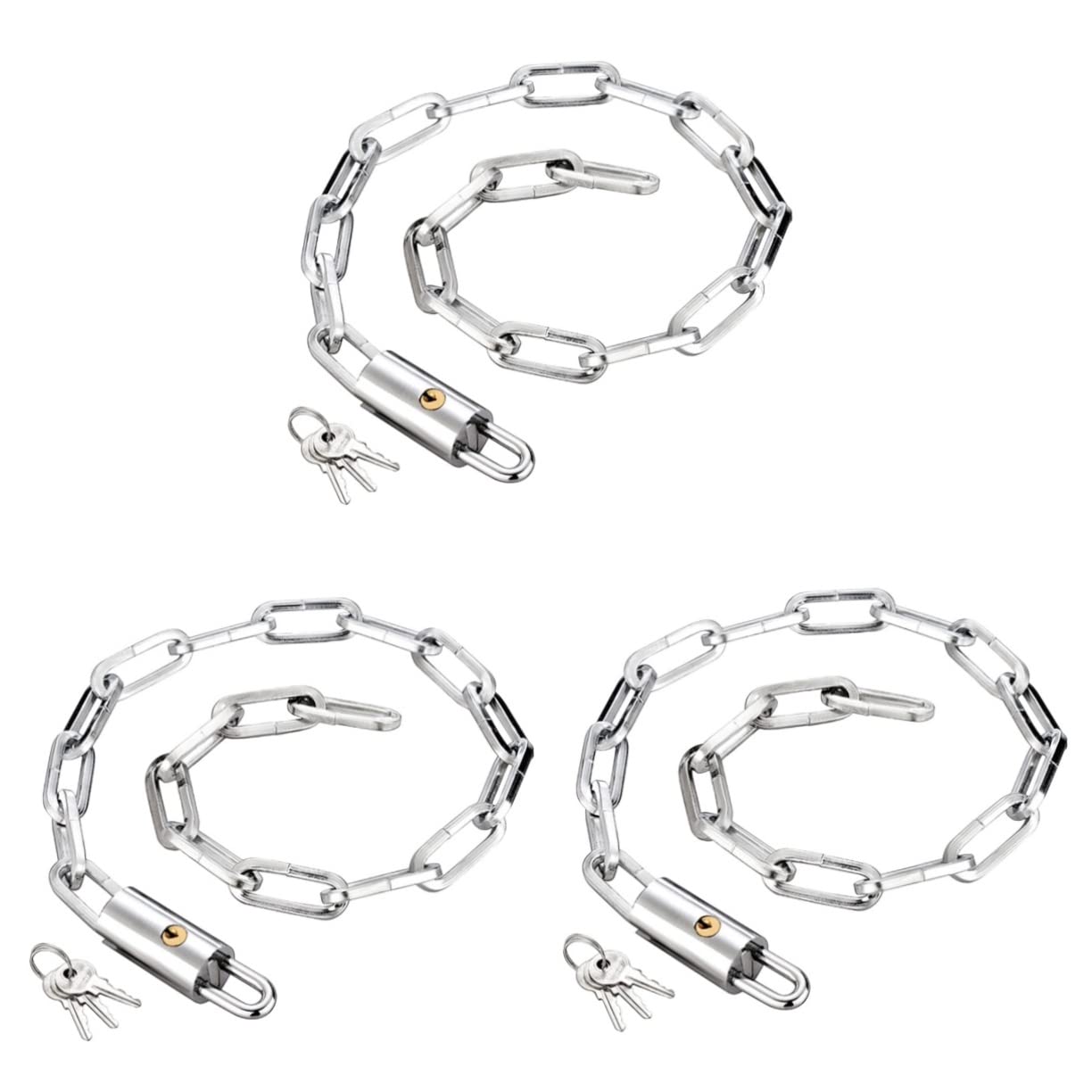 CLISPEED3pcs Chain Lock Cycling Outdoor Lock Cut Proof Chain Gate Bike Lock Shop Doors Lock Door U-Lock Motorcycle Lock Bike Supplies Chain Link Anti-Shear Travel Manganese Steel with Key