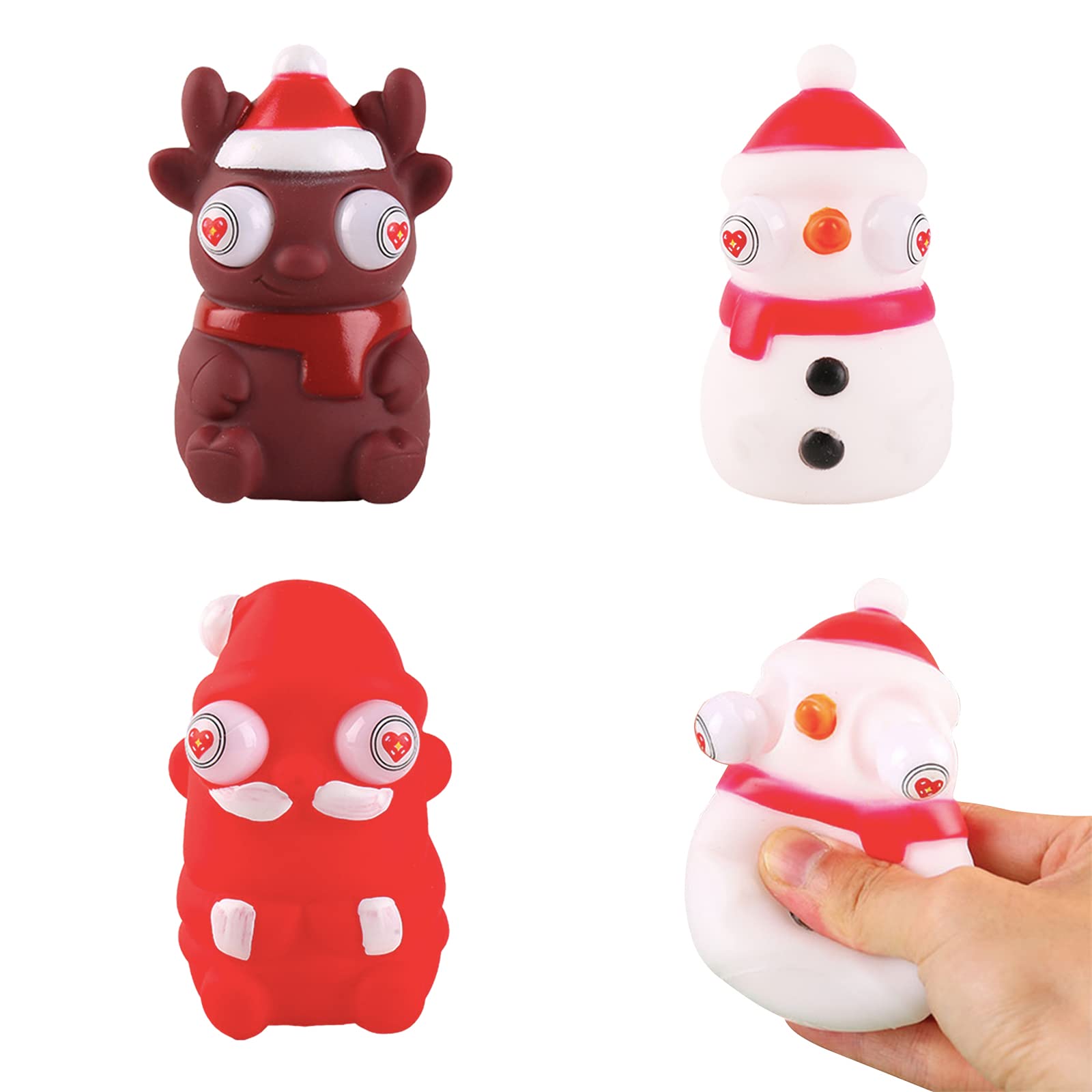 Squishy Squeeze Toy with Pop Out Eyes,3Pack Funny Elephant Donkey Rhino Pinch Toy,Fidget Stress Relief Toys,Eye Popping Stress Toy for Adults Kids Autistic Christmas Stocking Fillers Birthday Gifts