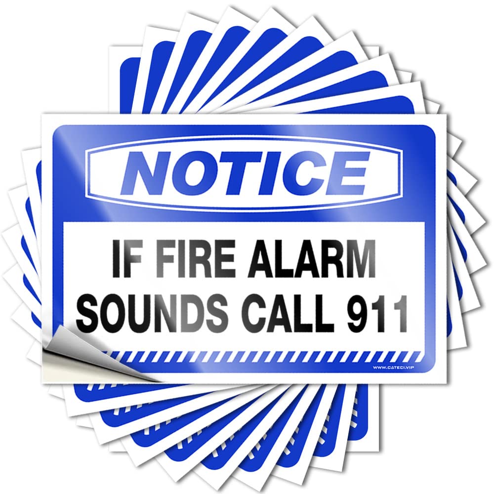 Funny Bedroom Decor Case Decals | Notice If Fire Alarm Sounds Call 911 Inspirational Durable Vinyl Sticker Easy Apply for Absorbing(6X9CM)