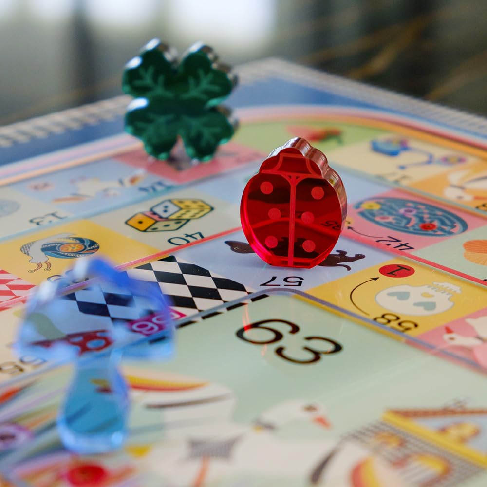 VESTA Jeu de table Vest'Oca – Inspiré du jeu de l'oie – Cristal acrylique – 40 x 40 cm – Coffret cadeau – Fabriqué en Italie