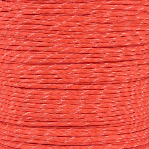 PARACORD PLANET Mil-Spec Commercial Grade 550lb Type III Nylon Paracord Reflective Tracer or Glow in The Dark Tracer Colors (Neon Orange Glow in The Dark, 100 Feet)