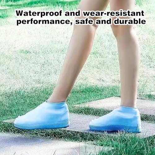Image of Waterproof Silicone Shoe Covers - Reusable Non-Slip Rain Shoe Covers for Rainy and Snowy Outdoors, Garden, and More - Durable, Washable and Easy to Wear (Multicolor)