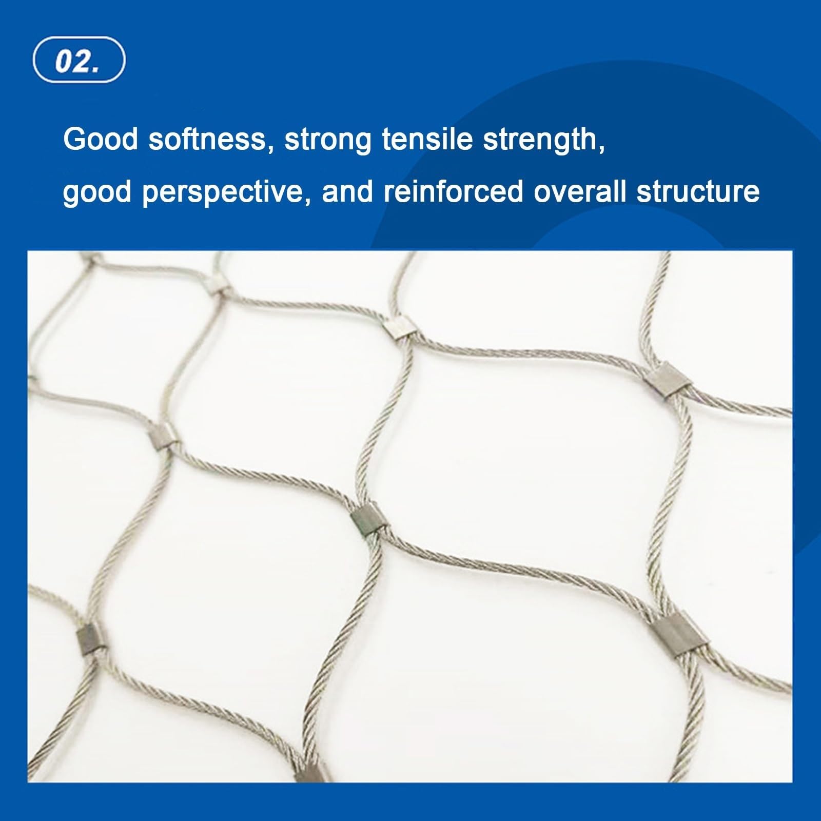Edelstahl-Seilnetz, flexibles Kabel-Sicherheitsnetz(L0.6xW1m/L1.96xW3.28ft)