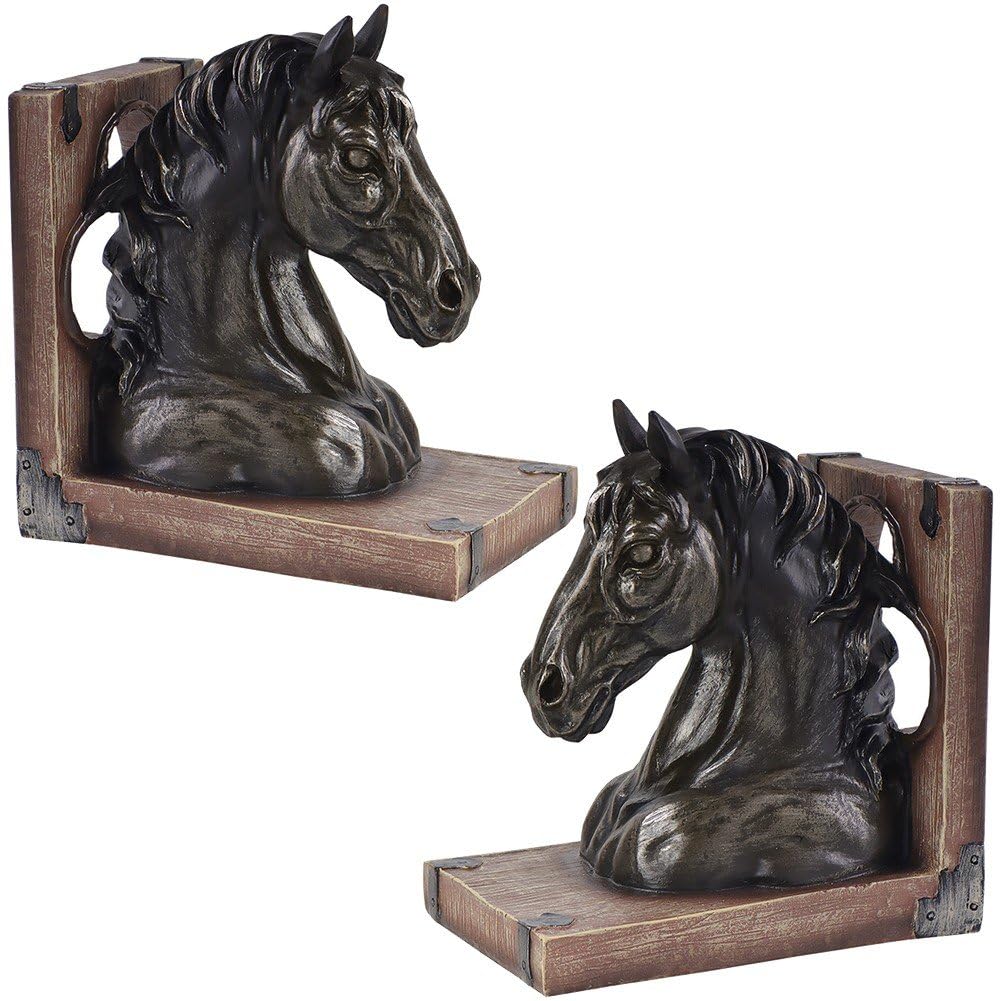 Serre-Livres Tête De Cheval Vintage en résine ciselée pour étagère chic