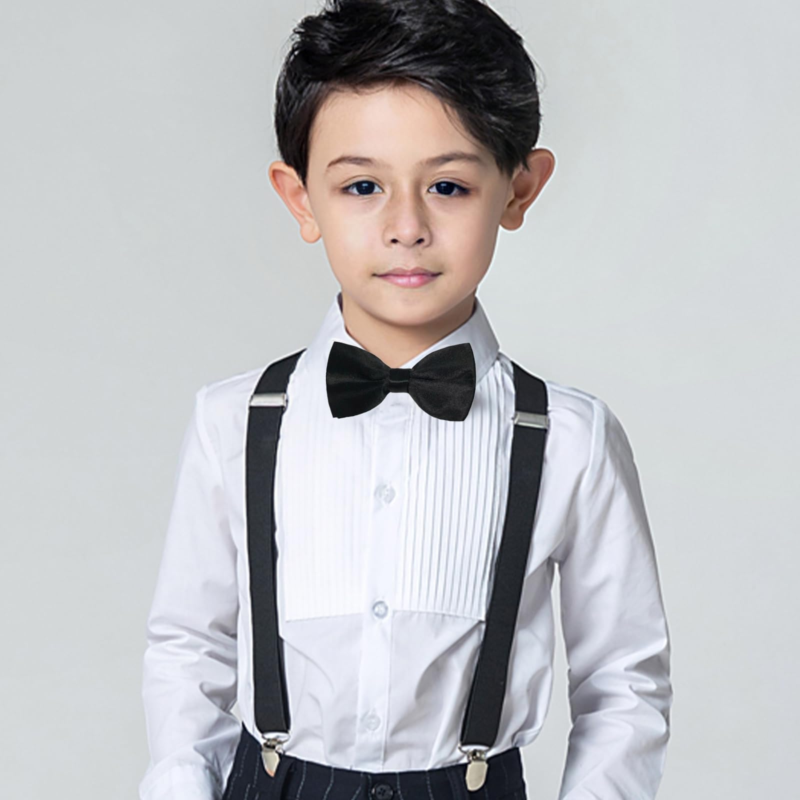RR DESIGN Essential Satin Bow tie for Boys (Black) 5-10 years 3