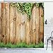 ABAKUHAUS Rústico Cortina de Baño, Cerca de Madera del jardín, Material Resistente al Agua Durable Estampa Digital, 175 x 200 cm, Verde marrón
