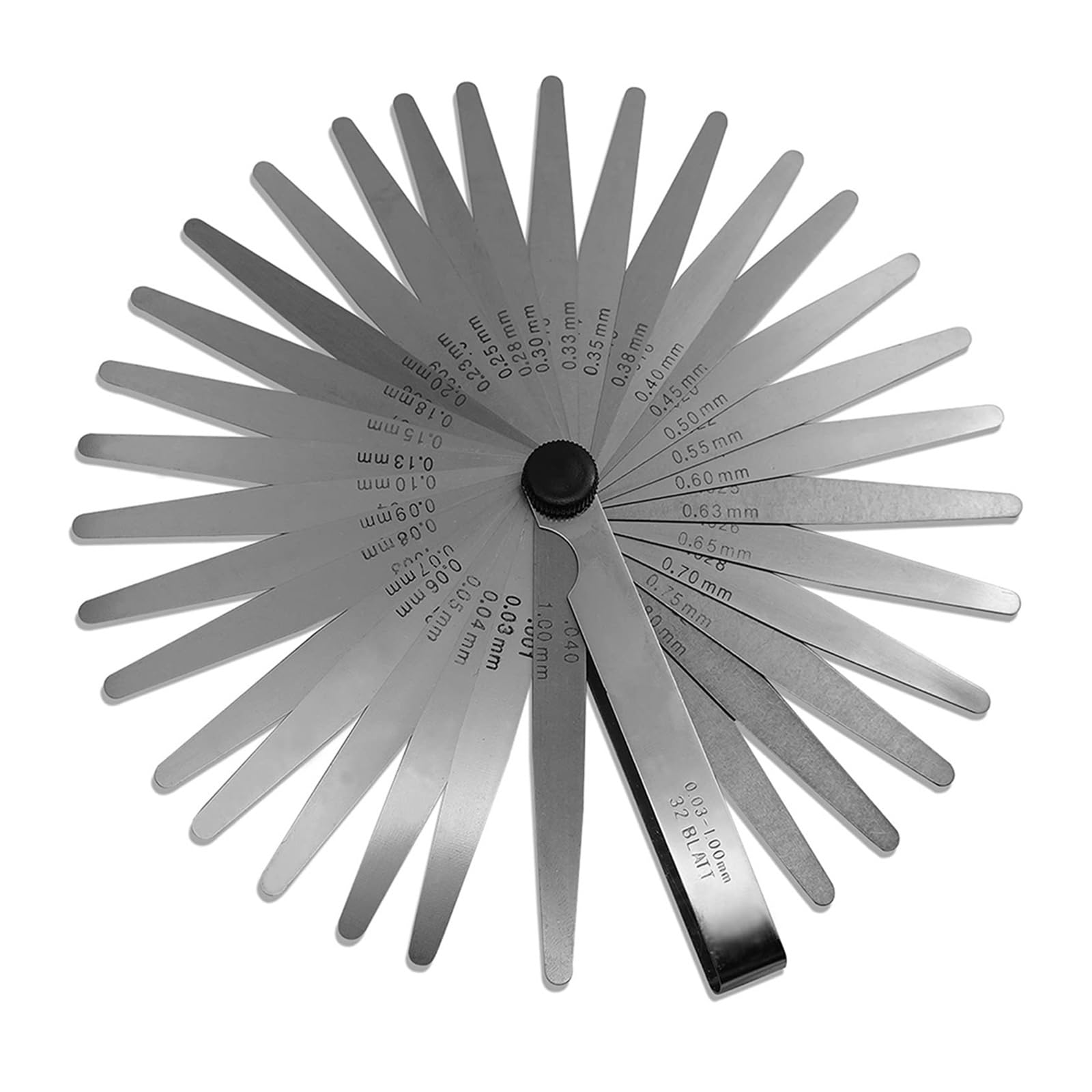 Zklgs One Color Feeler Gauges 32Pcs Feeler Gauge Stainless Steel Measuring Tool Set 0.001-0.04" 0.03-1.00Mm Metric In Feeler Gauge Gap Measuring Tool For Measuring Gap Thickness Or Width
