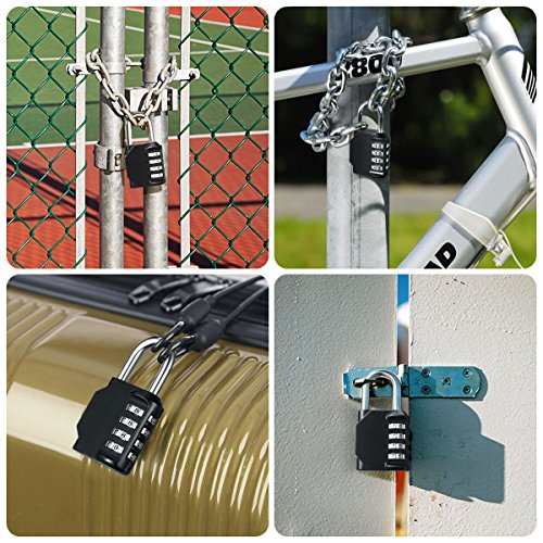 Keekit 4 Digit Combination Lock, Set Your Own Combination Padlock, Waterproof Gate Lock For School, Employee, Gym & Sports Locker, Case, Toolbox, Fence - Metal & Plated Steel, 2 Pack - Black #TOP5
