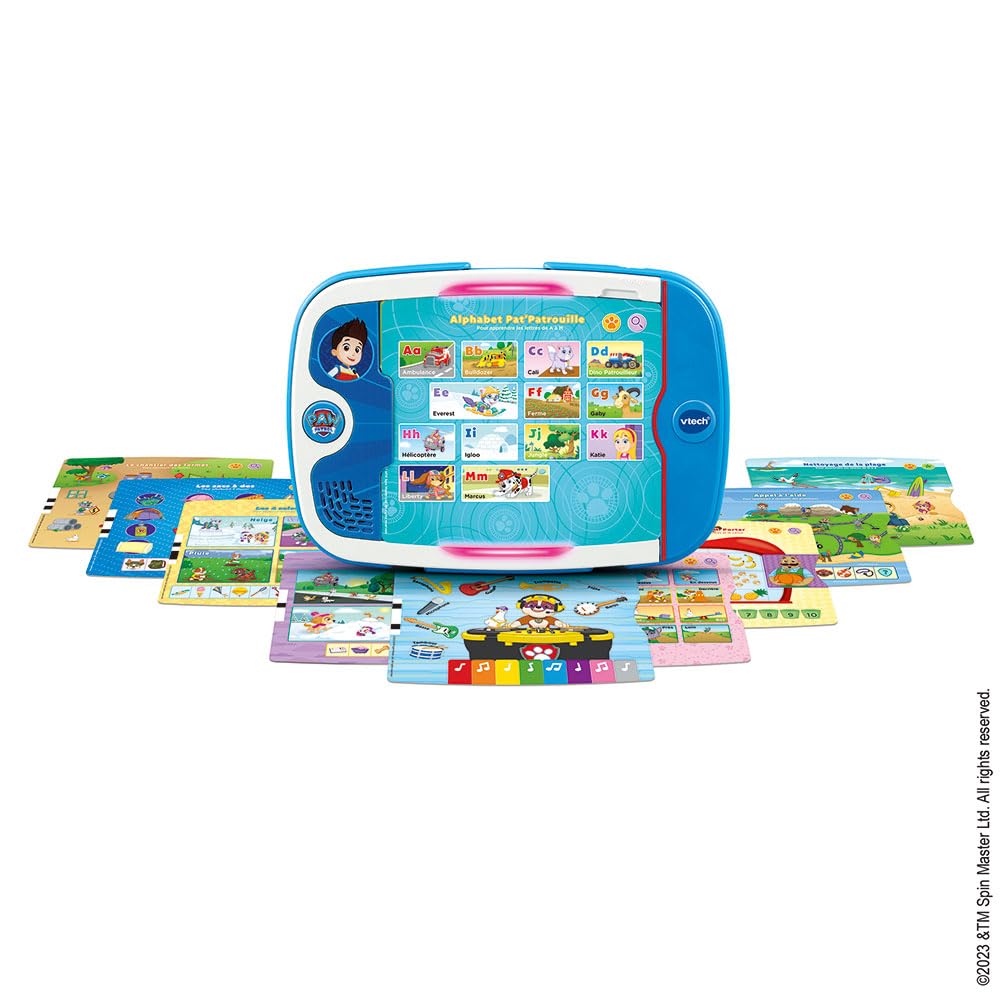 VTech - Pat' Patrouille, TactiPad Missions Éducatives, Tablette Tactile Enfant sans Écran, Fiches d'Activités et Jeux Éducatifs, Jouet Paw Patrol, Cadeau Enfant de 3 Ans à 7 Ans - Contenu en Français