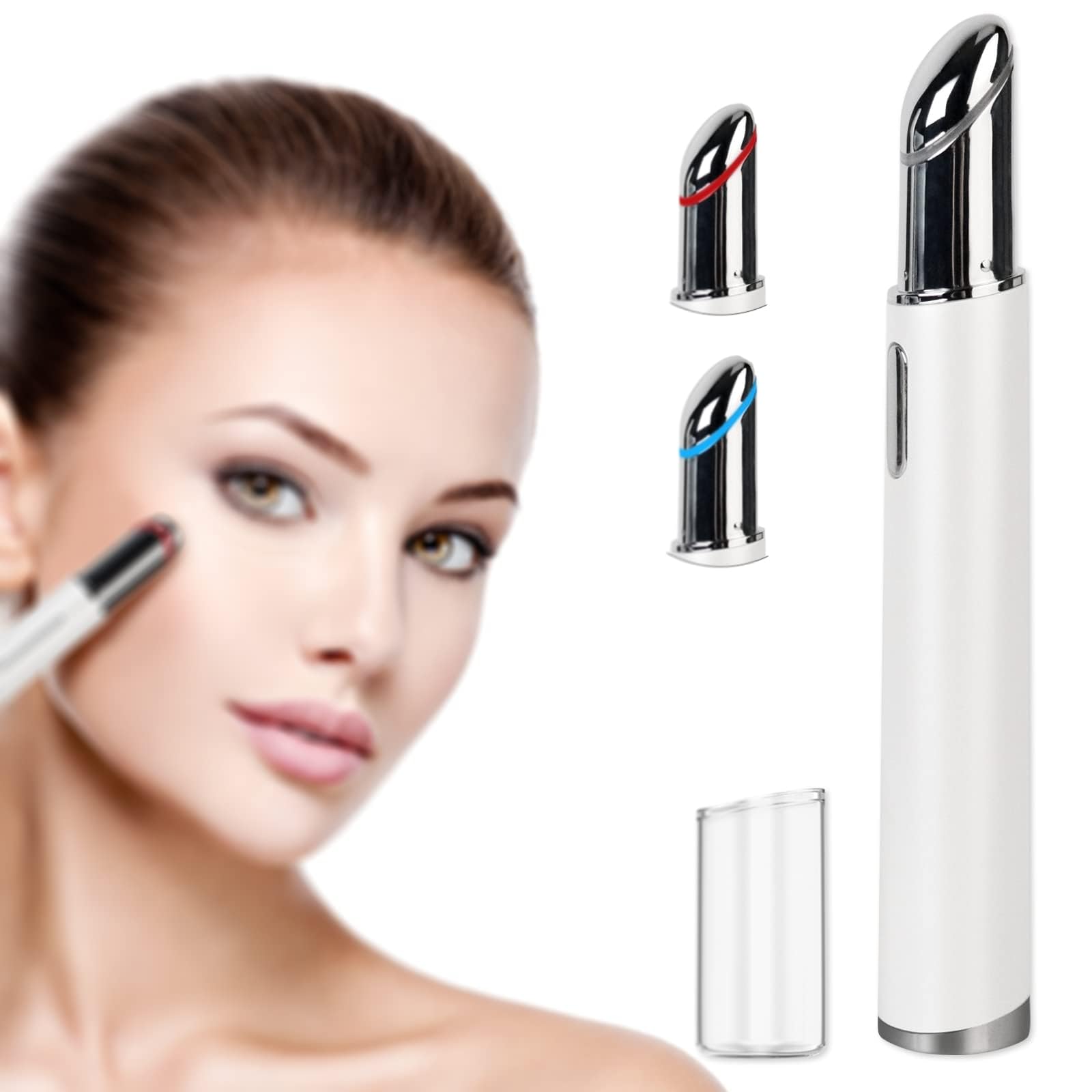 Excefore 4-in-1 Anti-Aging Sonic Eye Massager, 42℃ Heated Eye Massager, 2 LED Light Therapy Eye Facial Massage with High Frequency Vibration To Relieve Eye Fatigue, Remove Dark Circles And Puffiness