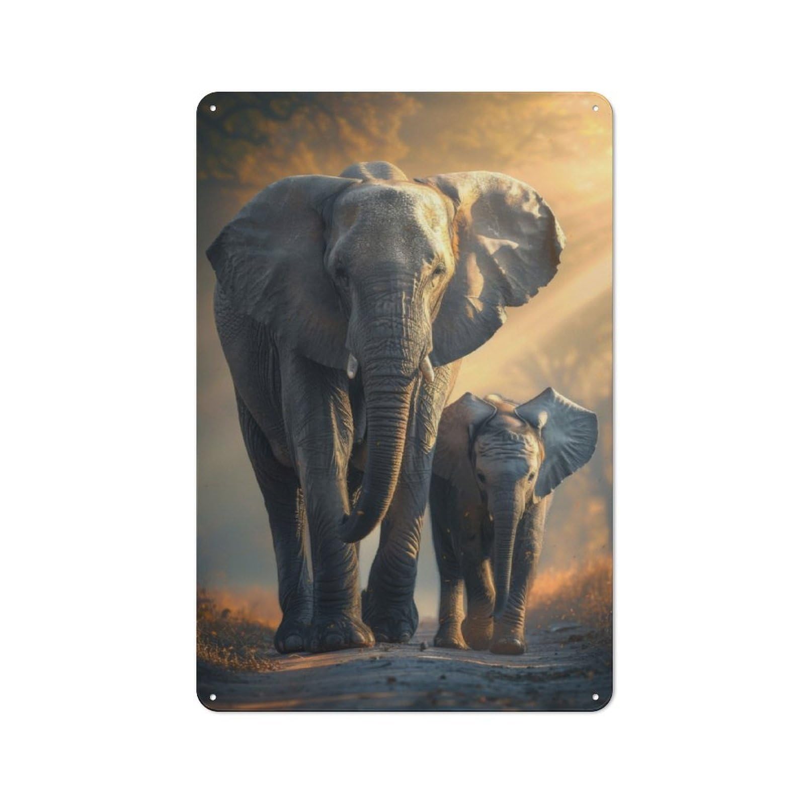Junmoney Elephant Animal Family Retro Metal Sign 30X20cm Featuring Home Bar Decor For Pub, Home Bar, Shed Or Man Cave