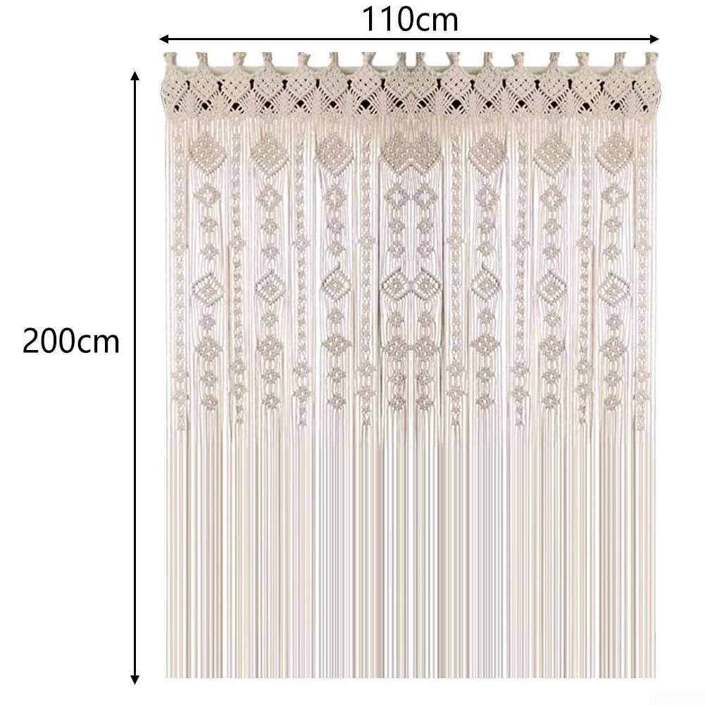 Tapiz de cortina de puerta tejido manual para bodas, puertas y ventanas, estilo bohemio, fondo decorativo (110 x 200 cm)