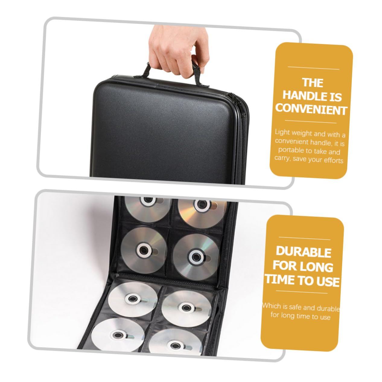 Porta CD in Plastica Cerniera Custodia per Dvd da Esterno Borsa per Dischi CD Maniglia Protezione da Polvere e Graffi Design di Grande Capacità per Conservazione Casa Viaggio