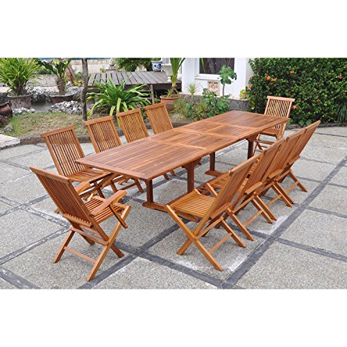 CONCEPT USINE | Salon de Jardin en Teck Huilé | 10 Personnes | Design LUBOK Rectangle | Table + 8 Chaises + 2 Fauteuils | Durabilité & Elégance | Finition...