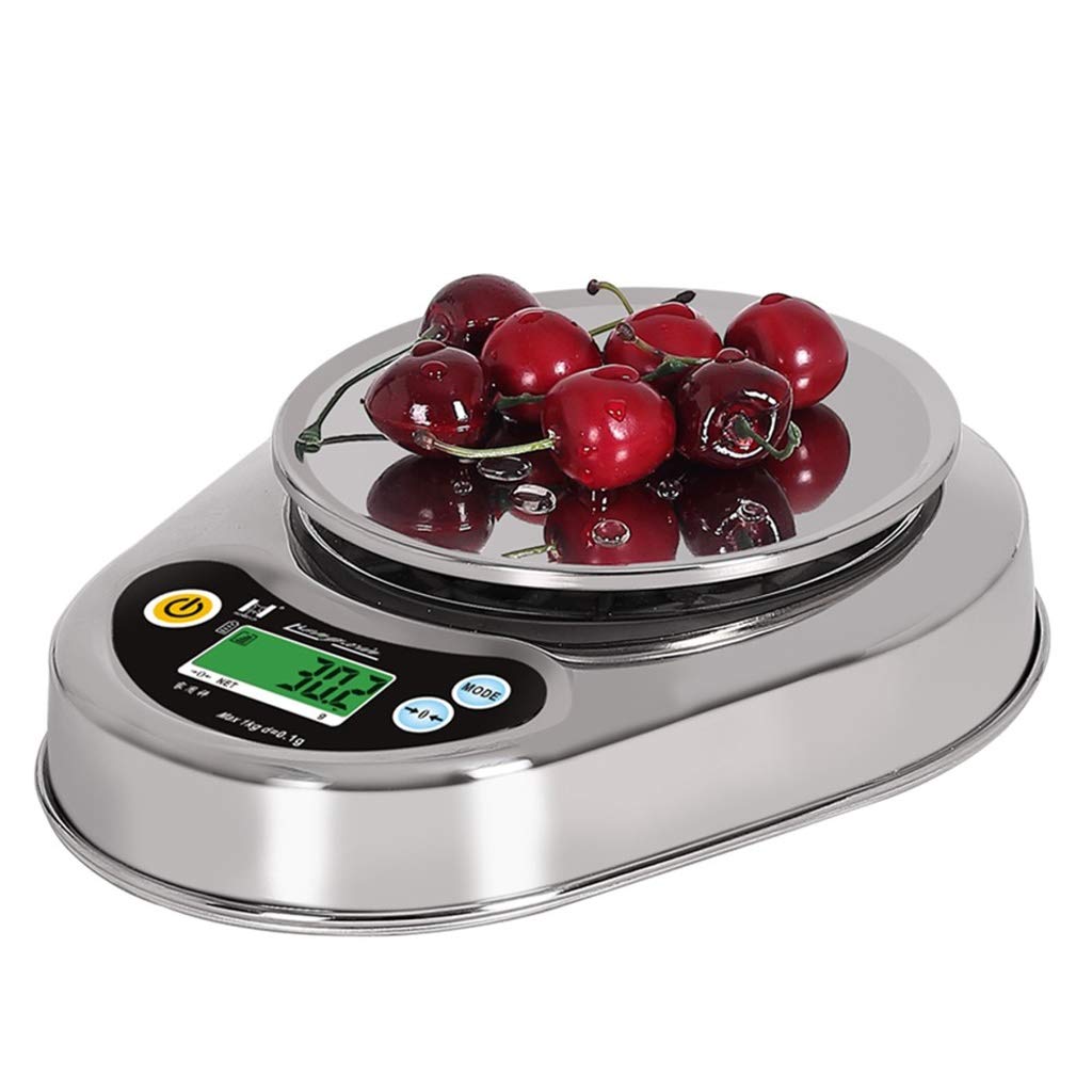 Balanza de Cocina de Acero Inoxidable de Alta precisión de 0,1 g para Alimentos y repostería, balanza electrónica doméstica con Bandeja, alimentada, un Color - 1 kg/,One Color-1KG/0.1G