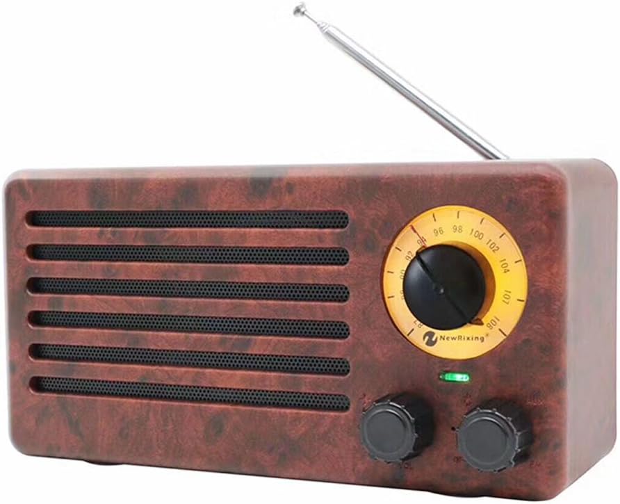 Portable Radio Jerry Rat Retro Radio/Rotary Radio/Nostalgic FM Radio/FM Radio High Definition Audio With Bluetooth to Wirelessly Connect Smartphones, Tablets and Mp3 Players (Wood Grain Effect/Walnut)