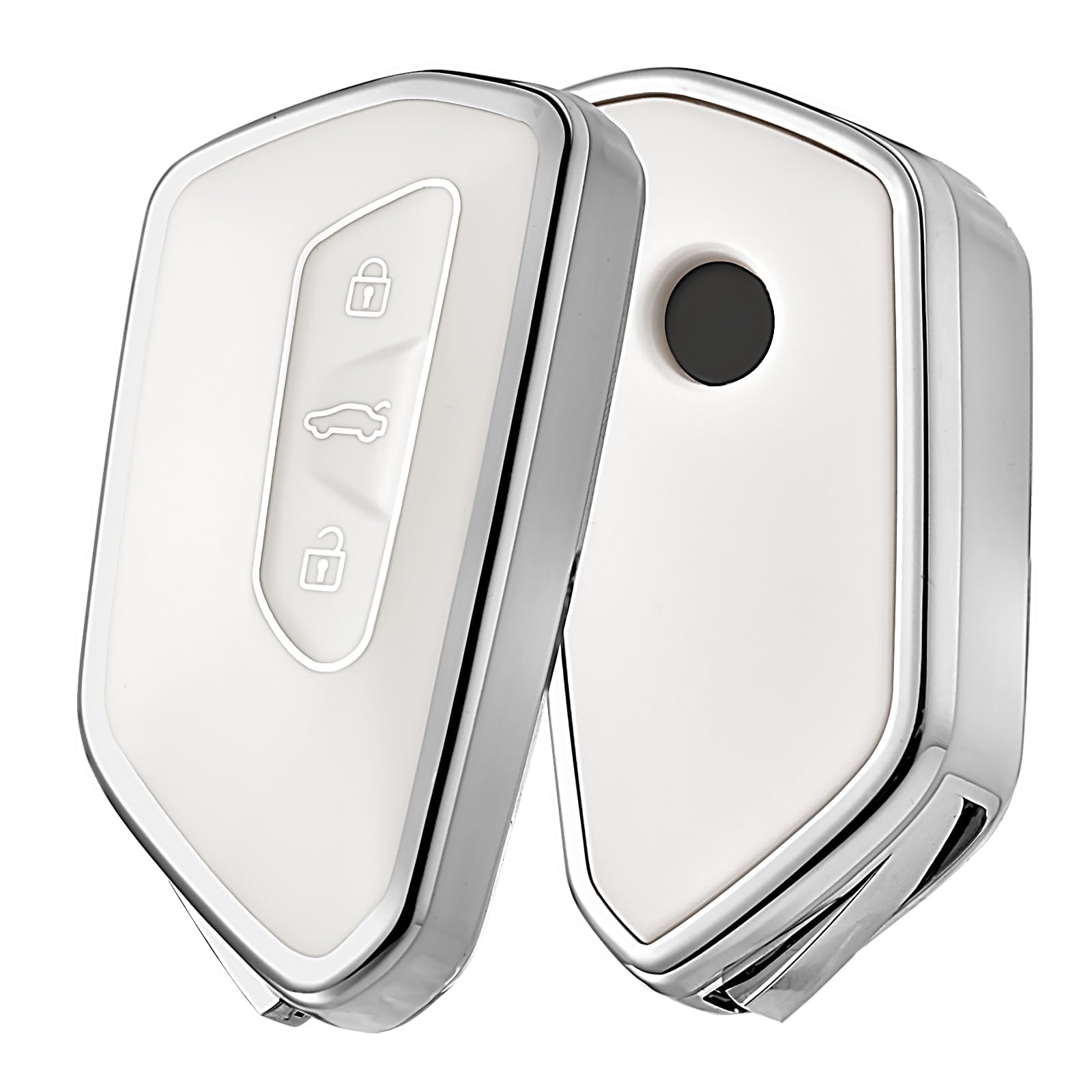 Tryagat Car Remote Key Fob Cover Case for VW Golf 8 ID3 ID4 GTI GTE/Seat Leon MK4 Tarraco Ateca/Skoda Octavia Full Protection Shell Anti-Scratch Vehicle Interior Accessories 1 Piece,White