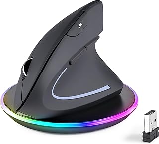 Perixx PERIMICE-813RX Wireless Rechargeable Vertical Mouse - Multi-Device spec - Duo Wired and Wireless Charging Feature -The Included Charger Compatible with iPhone