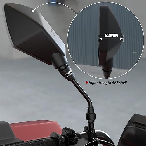 Miniatura 6 de 1PZ MM3-001 - Espejos laterales de motocicleta para scooter, ATV, motocross, crucero, motos de nieve, pernos roscados M8 M10, montaje en manillar de