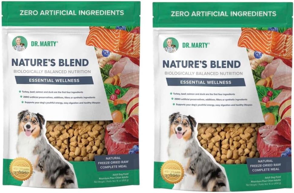 Dr. Marty Nature's Blend Essential Wellness Freeze Dried Raw Dog Food 16 oz (2 Pack)