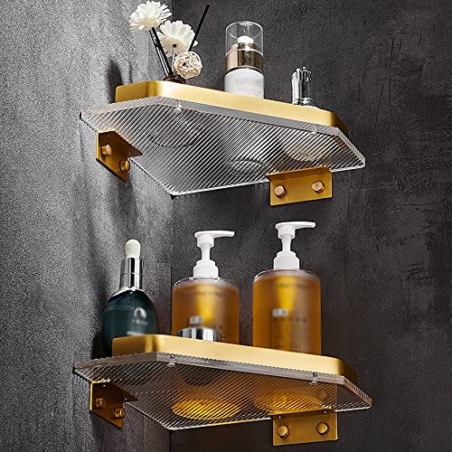 Étagère de cuisine de rangement et support de douche d'angle mural or - 4