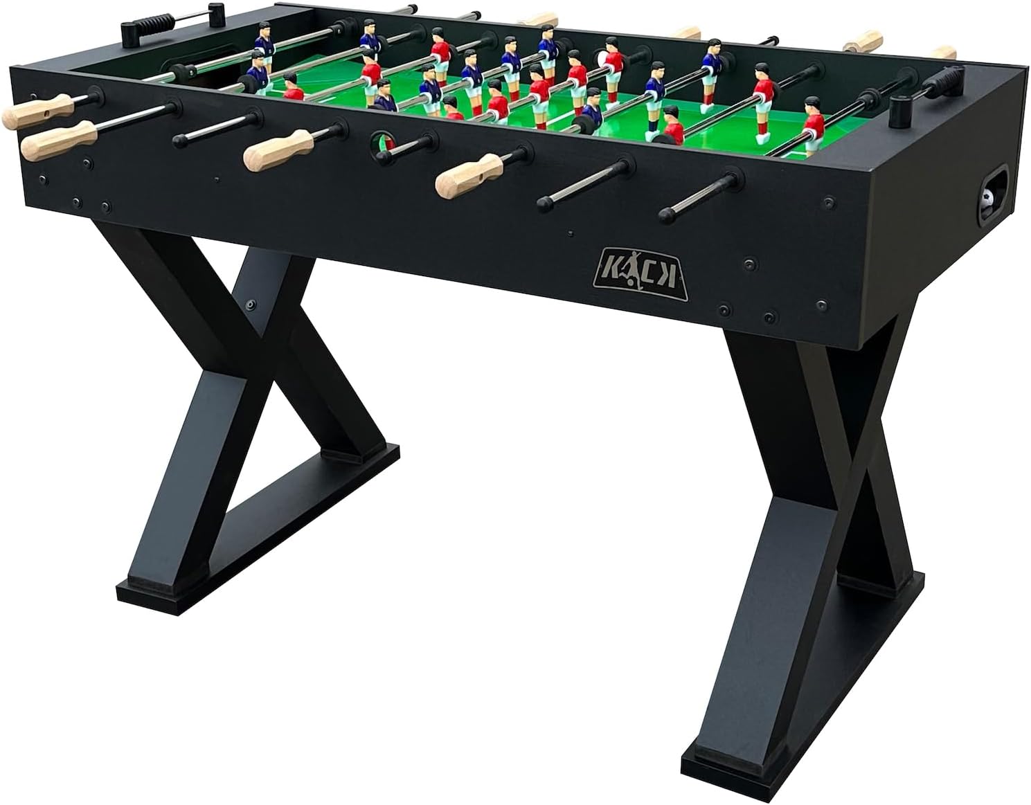 KICK Drias 48" Foosball Table – Compact Professional Indoor Table Soccer & Gaming Table for Adults with 2 Premium Balls, Semi-Solid Steel Rods, 1–3 Goalie Setup & Slide Scorers