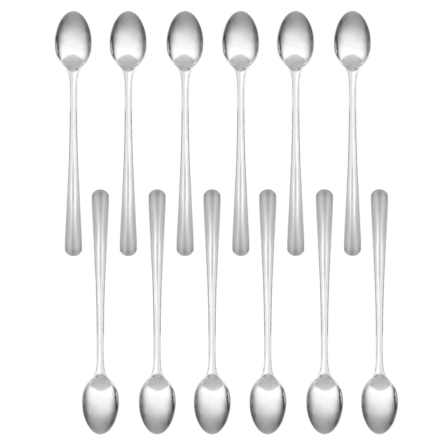 TrueCraftware- Set of 12 Stainless Steel Winsor Iced Teaspoon 1.5mm Thickness- Silverware Flatware Cutlery Kitchen Tableware for Home and Restaurant Coffee Spoon Ice Cream Spoon Cocktail Stirring