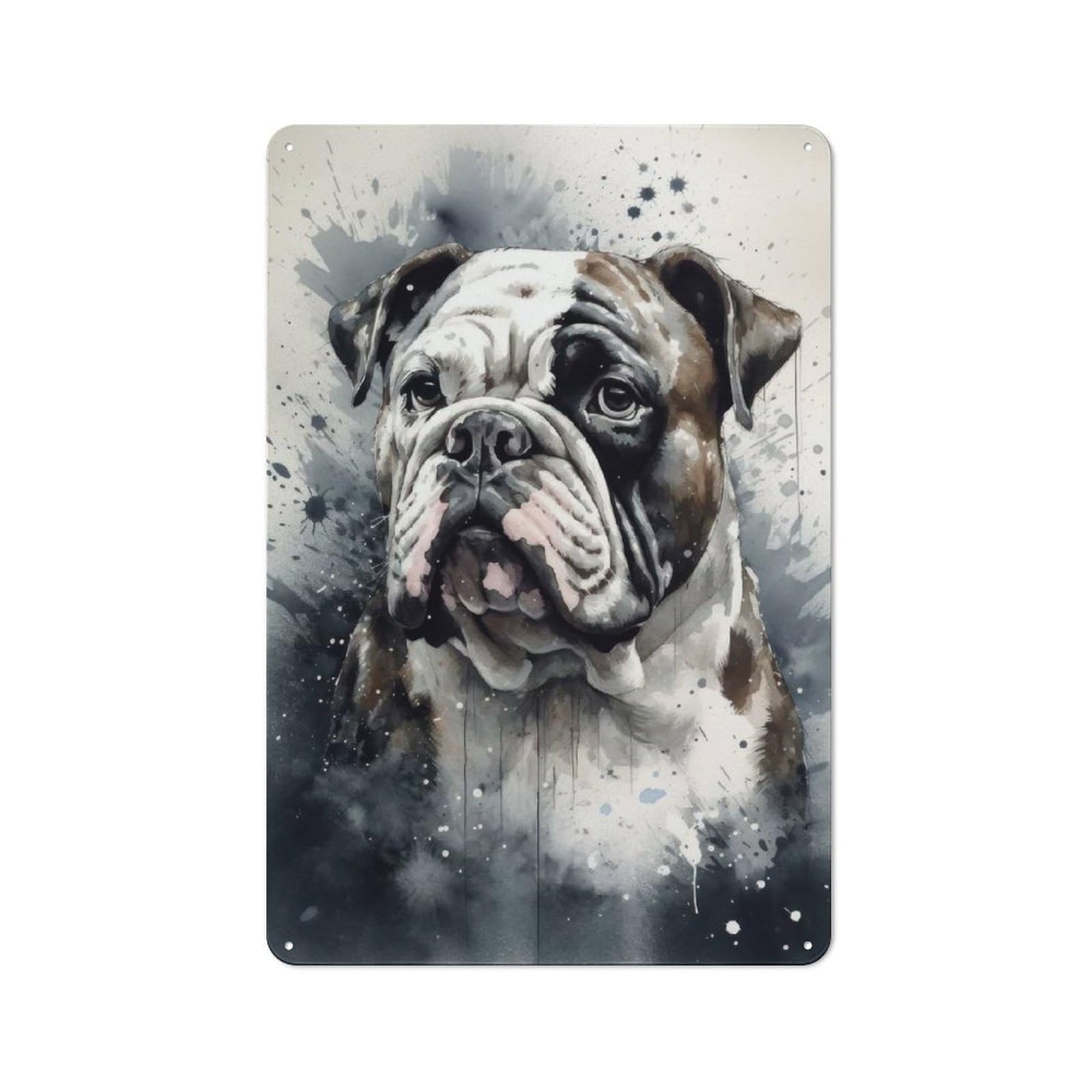 Junmoney Bulldog Beauty Watercolor Vintage Metal Sign 30X20cm, Bistro Style Bistro Wall Plaque For Cafe, Bistro, Bakery Or Restaurant