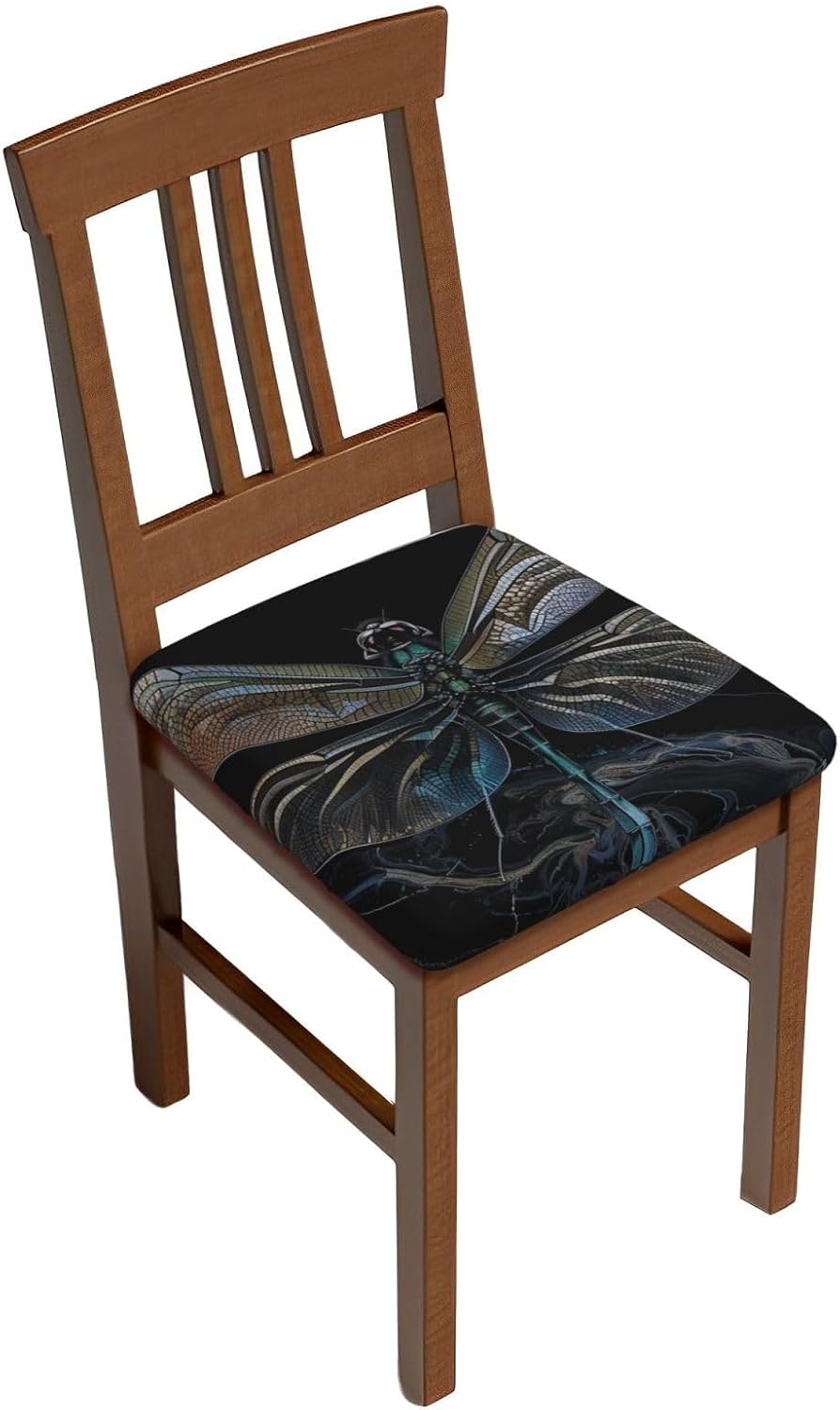 Dragonfly Black Print Square Cushion Covers 6 Pcs Set Elastic Non-Slip Seat Cushion Slipcovers Pet Furniture Protectors for Chair, Sofa