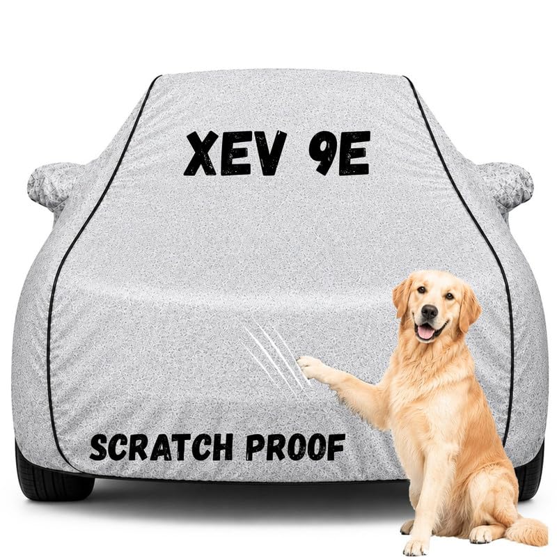 Image of Pure Fabric Silver 100% Waterproof XEV 9e Car Cover | Polyester Car Body Cover for Rain & Sun | UV Protection, Dustproof, Scratch Resistant, Windproof, Heat Resistant, Custom Fit
