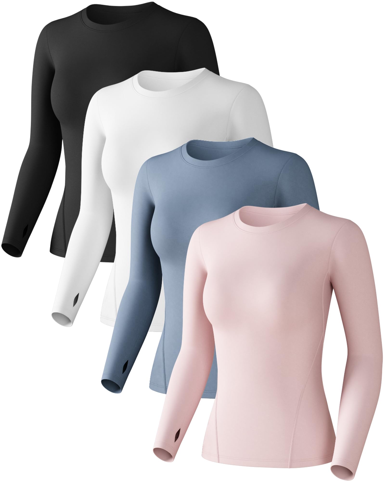 Photo 1 of Women's Compression Shirts Long Sleeve Workout Yoga Tops, Sun Protection Running Athletic Undershirt Small