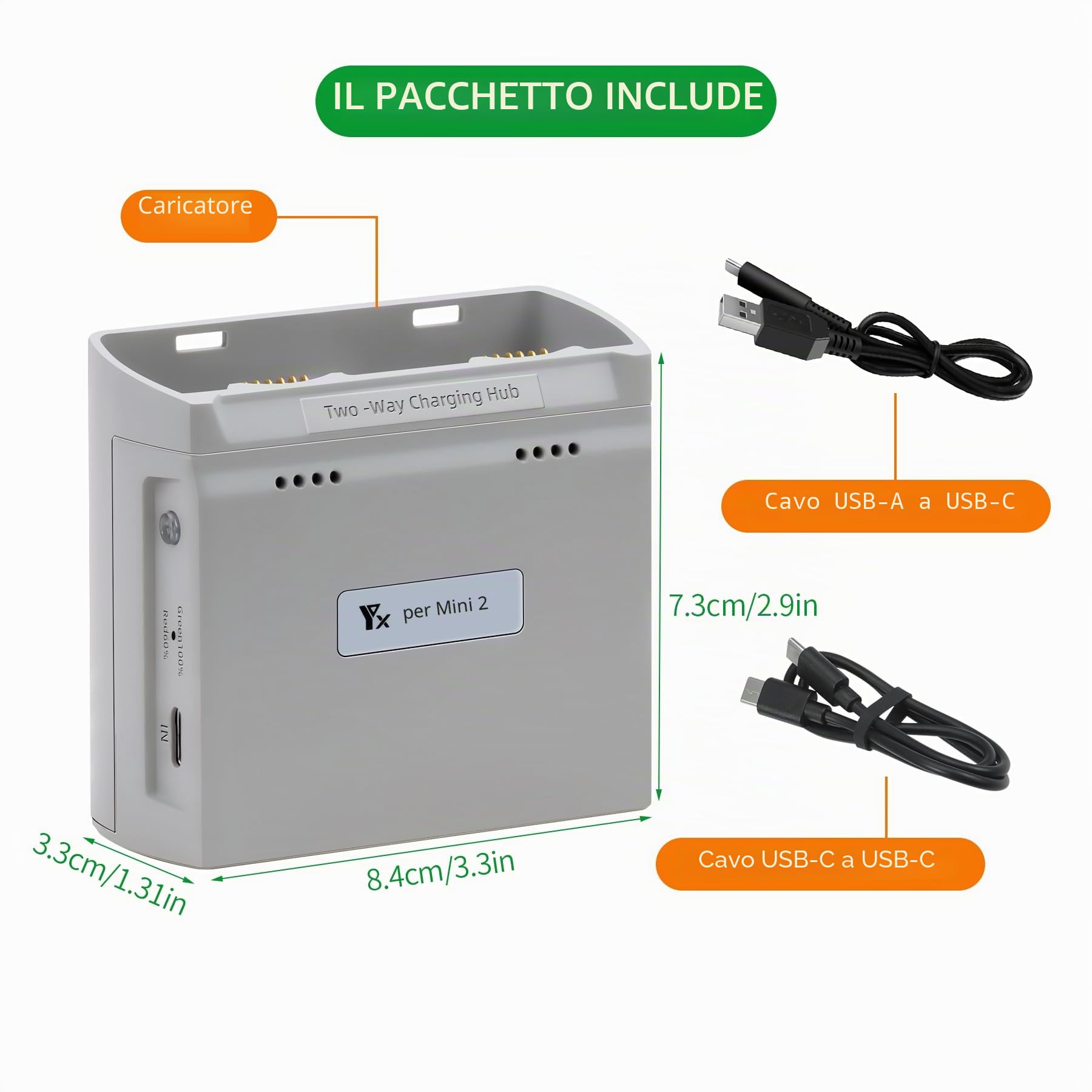 Caricatore Batteria Parallelo Multifunzione con Carica di Archiviazione per DJI Mini 4K/2/2 SE, Mini SE Drone, Hub di Ricarica Bidirezionale, Accessori per Doppia Batteria