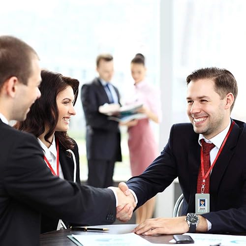 Miniatura 2 de HANDIC Lanyards - Paquete de 50 cordones rojos para insignias de identificación para niños con clips de gancho giratorio (rojo)