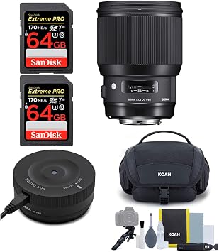 Sigma 85mm f/1.4 DG HSM Art Lens for Canon EF with Sigma USB Dock 64GB Extreme PRO SD Card Messenger Bag Kit 5 Items