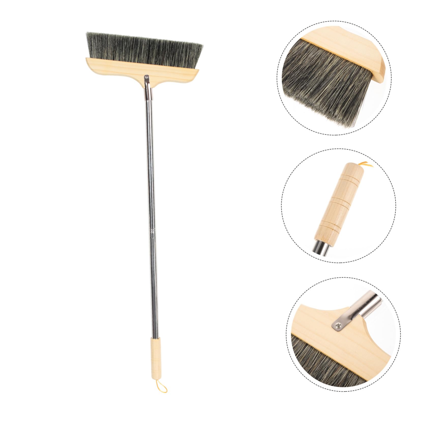 Levemolo Solid Wood Bristle Broom Floor Scrubber Tile Surface Broom Indoor Broom Outdoor Broom Scrub Mop Garage Broom Home Bristle Broom Hardwood Floor Broom Bristle Deck Broom Bristle Hair