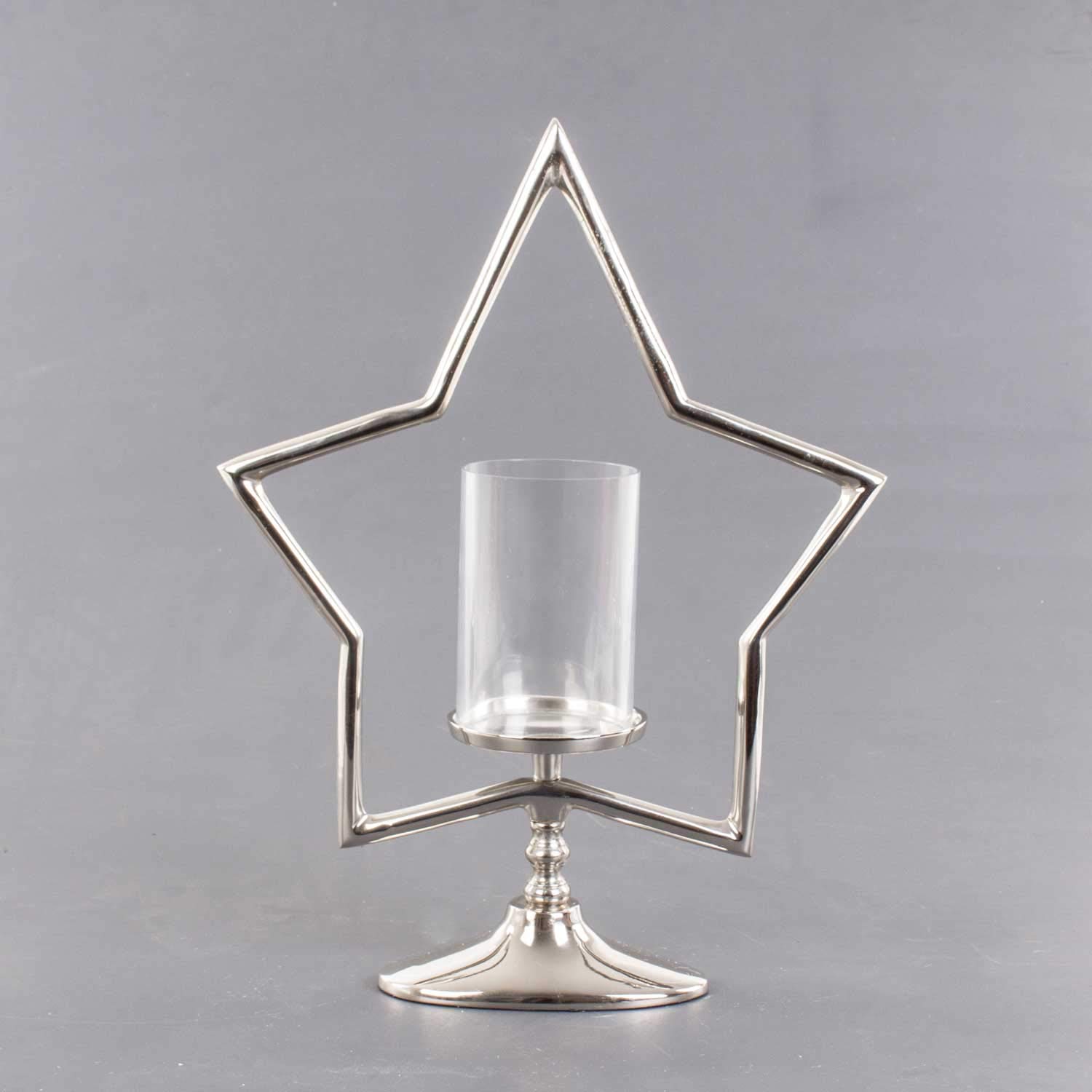Euro Flora BZEFL16079 Dekoratif Metal Yıldız Standlı Cam Mumluk 38x12x51 cm