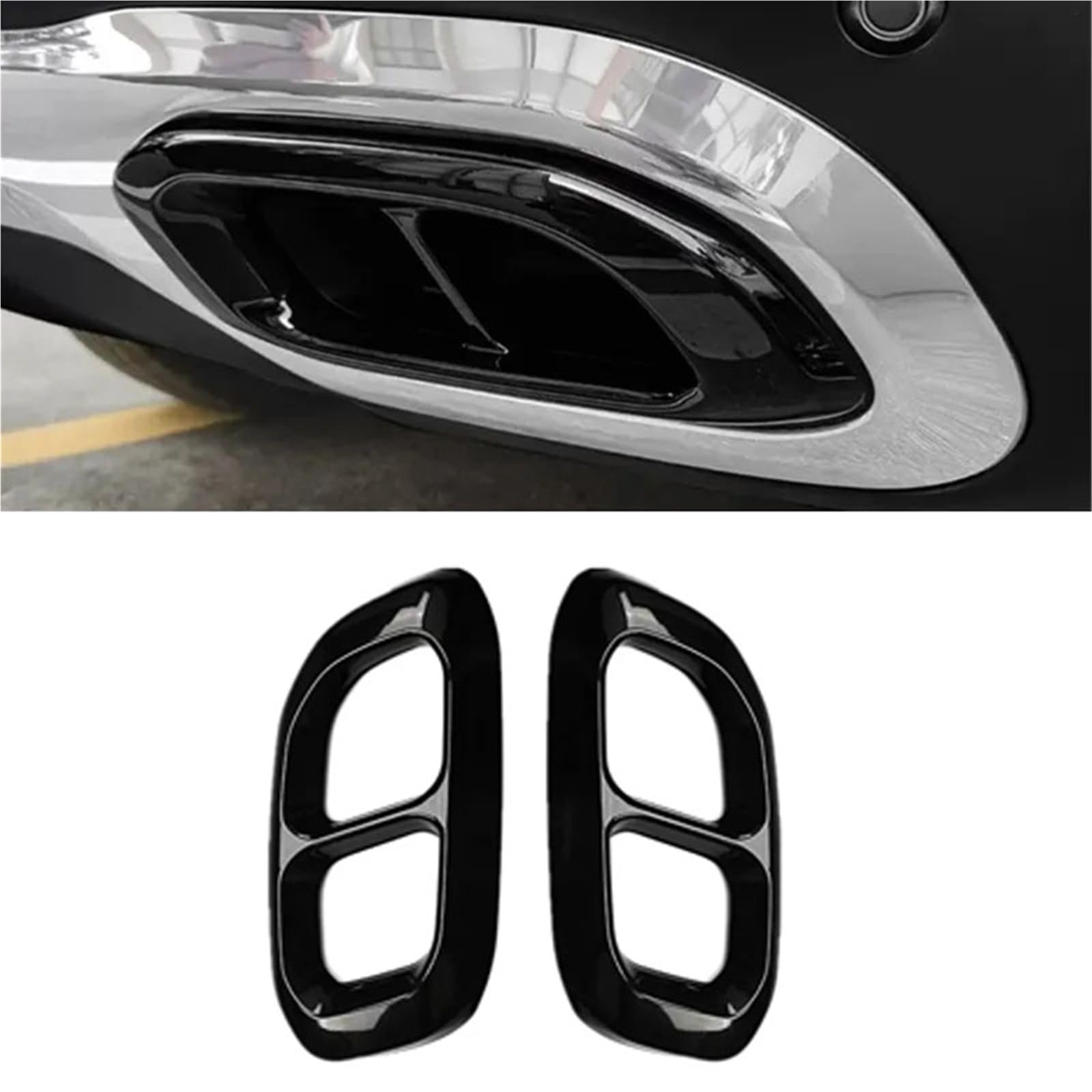 2 Sztuk ABS Samochodowa Wkładka Do Gardła Rura Wydechowa Pokrywa Układu Wydechowego Rura Wydechowa Kompatybilny Z GLC GLE GLS W167 W253 Akcesoria(Black)