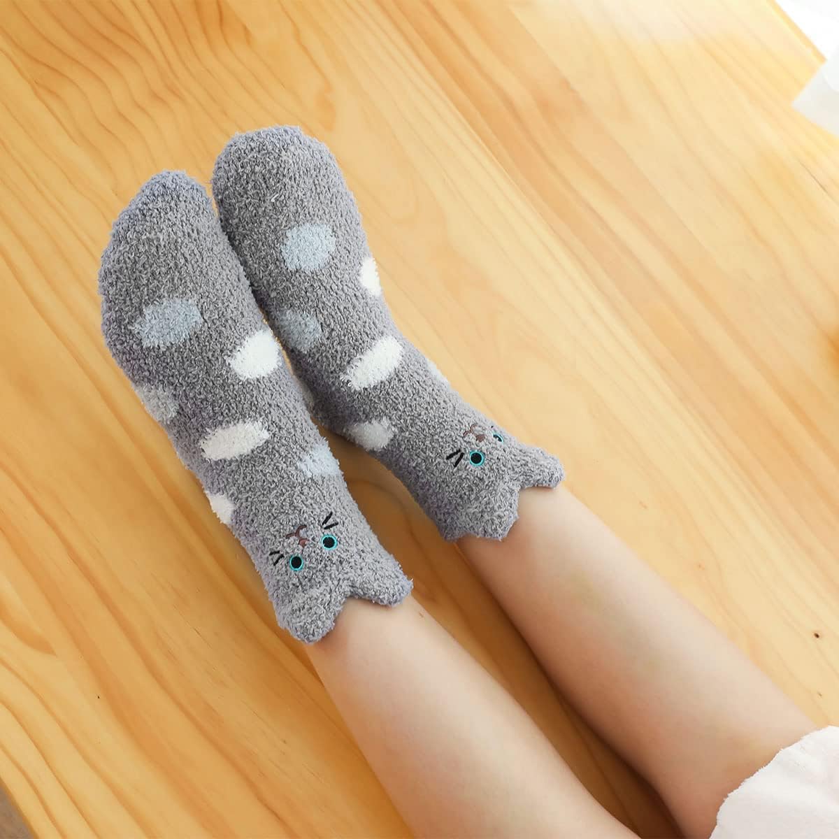 Plush Slipper Socks Women - Colorful Warm Fuzzy Crew Socks Cozy Soft for Winter Indoor - Image 4