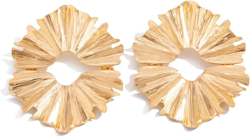 Chunky Gold Petal Earrings for Women Irregular Geometric Statement Earrings Hypoallergenic Earrings Unique Leaf Floral Drop Earrings Trendy Jewelry Gift - Image 4