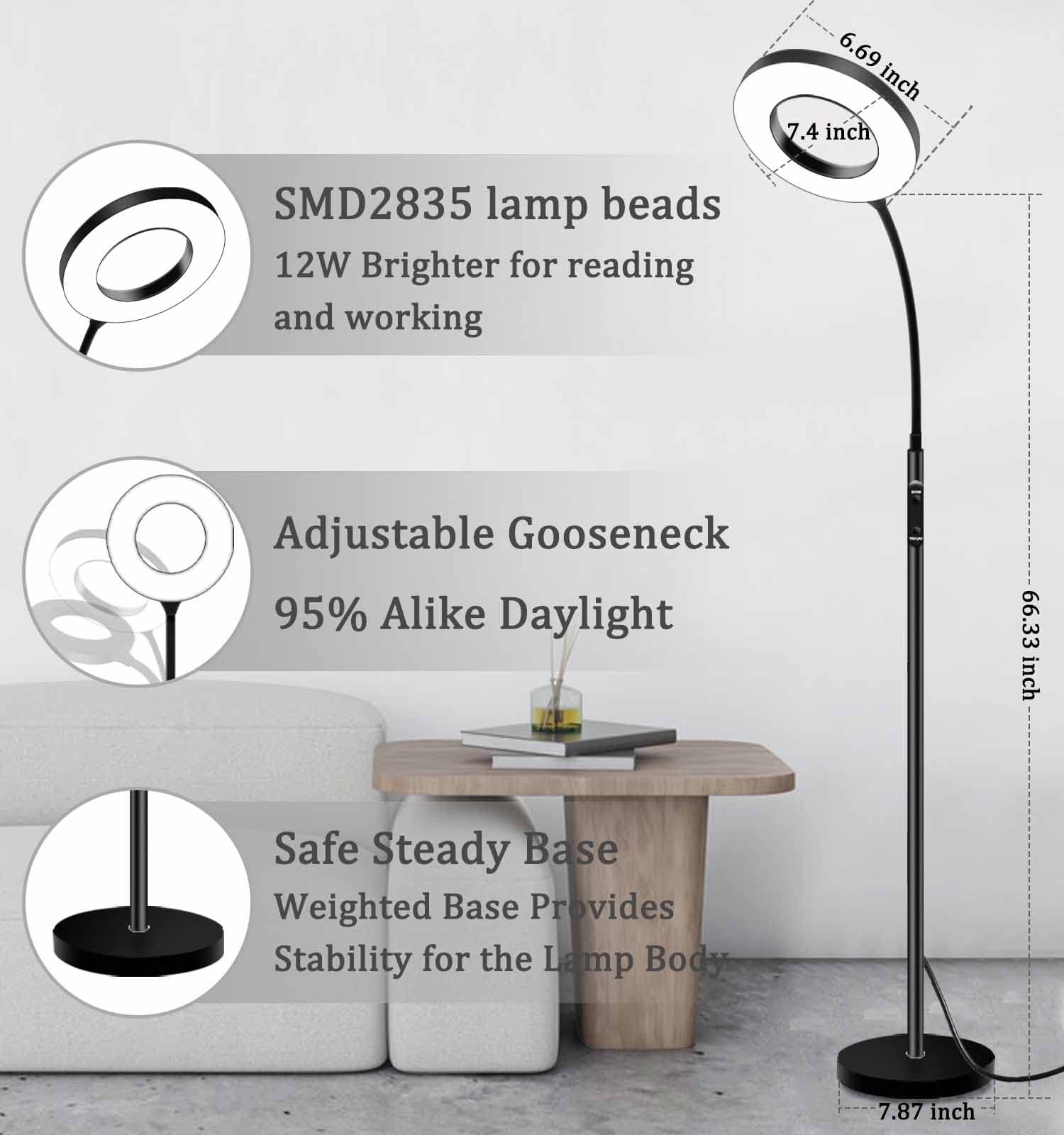 Led Lamp Kenley Floor Lamp Adjustable Natural Daylight Floor Lamp
