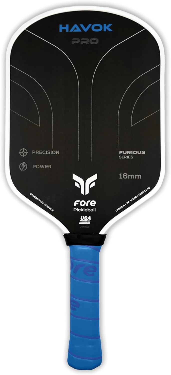 Havok Pro Pickleball Paddle: Carbon Fiber Surface for Enhanced Power, Precision and Maximum Spin - Large Sweet Spot and USAPA Approved