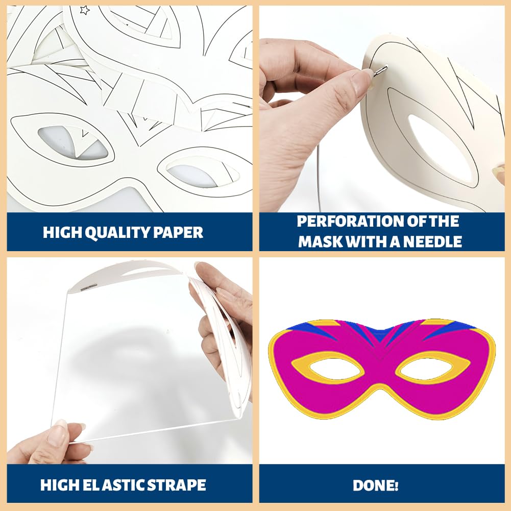 Masques à Colorier pour Enfant 12 Pièces DIY Super-Héros Peinture Bricolage