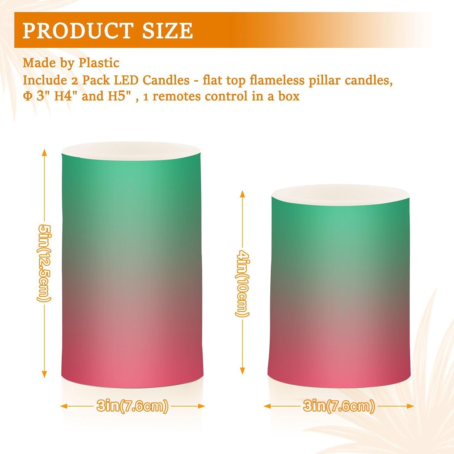 DOMIKING Green Red Gradient Flameless Candles with Remote Control Electric Led Candles with Timer Battery Operated Flickering Tea Light Candles for Outdoor Home Bathroom Desk 2 PCS
