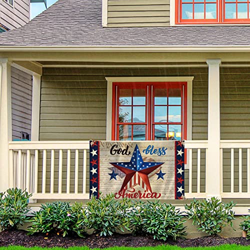 Patriotic God Bless America 4Th Of July House Flag 3X5 Ft Vertical Double Sided Blue Red Star Independence Day Memorial Day Banner Yard Outside Décor #TOP2