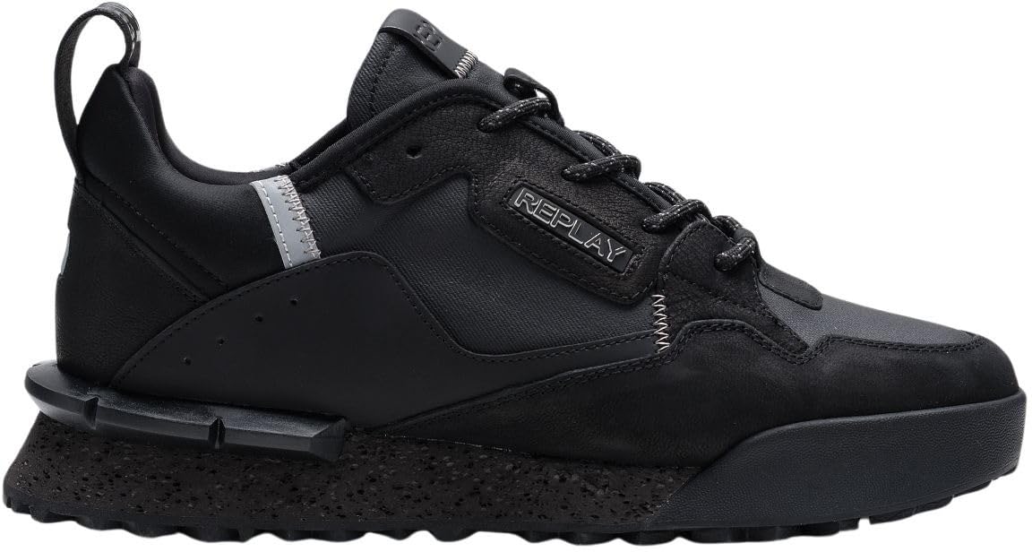 Replay Men's Gms1p Sneaker, 003 Black, 7.5 UK