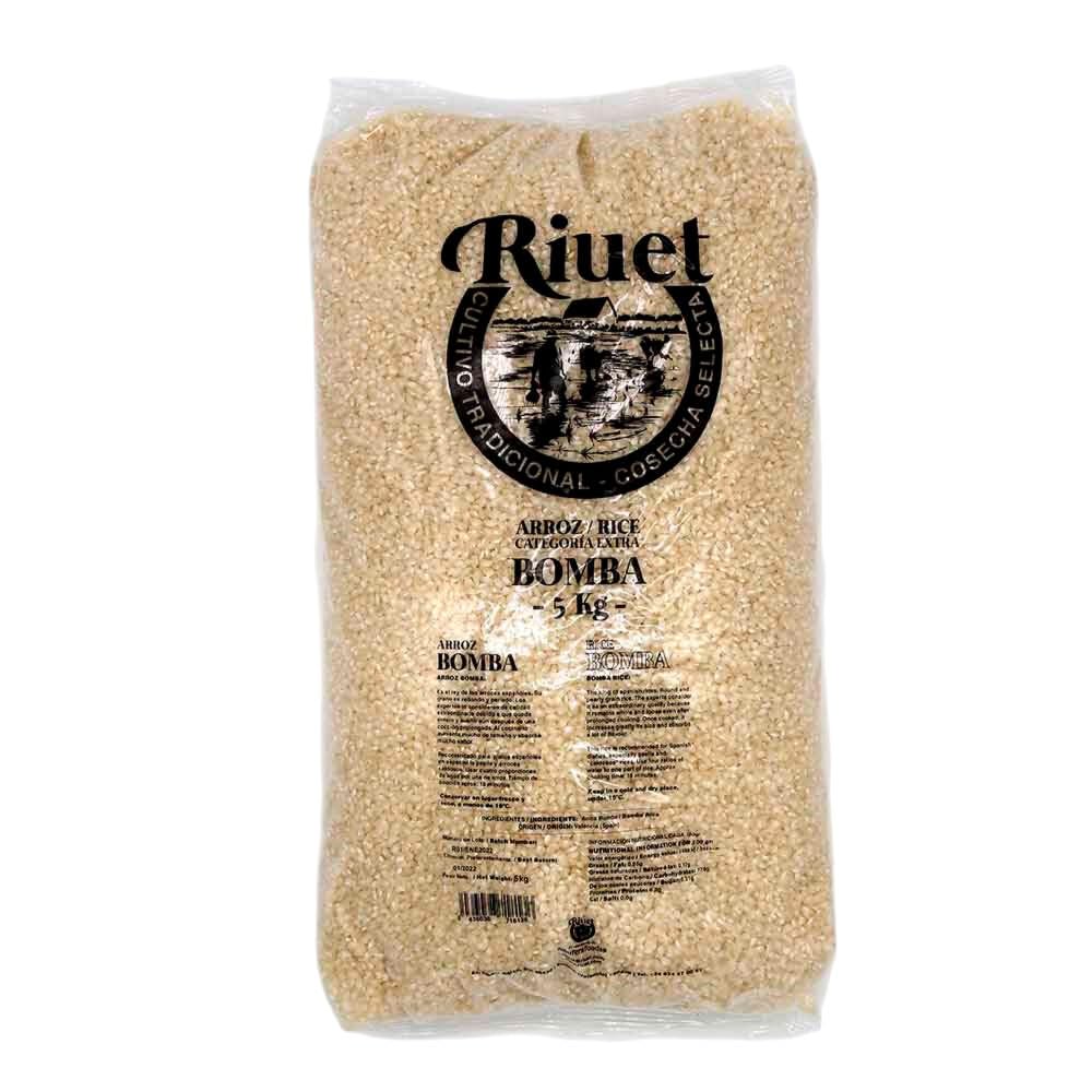 Arroz Bomba Artesano, 5 kg, Saco, para Paellas y Arroces Melosos y Caldosos